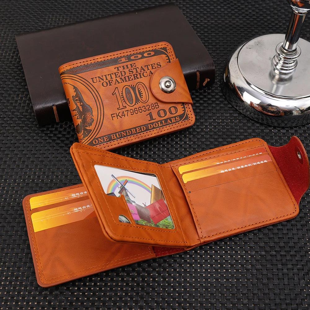 Portefeuilles pour hommes avec motif billet de 100 dollars américainsPortefeuille Homme Cuir Walet Porte-cartes photoMode Grande Capacité Portefeuille Porte-monnaie Sac