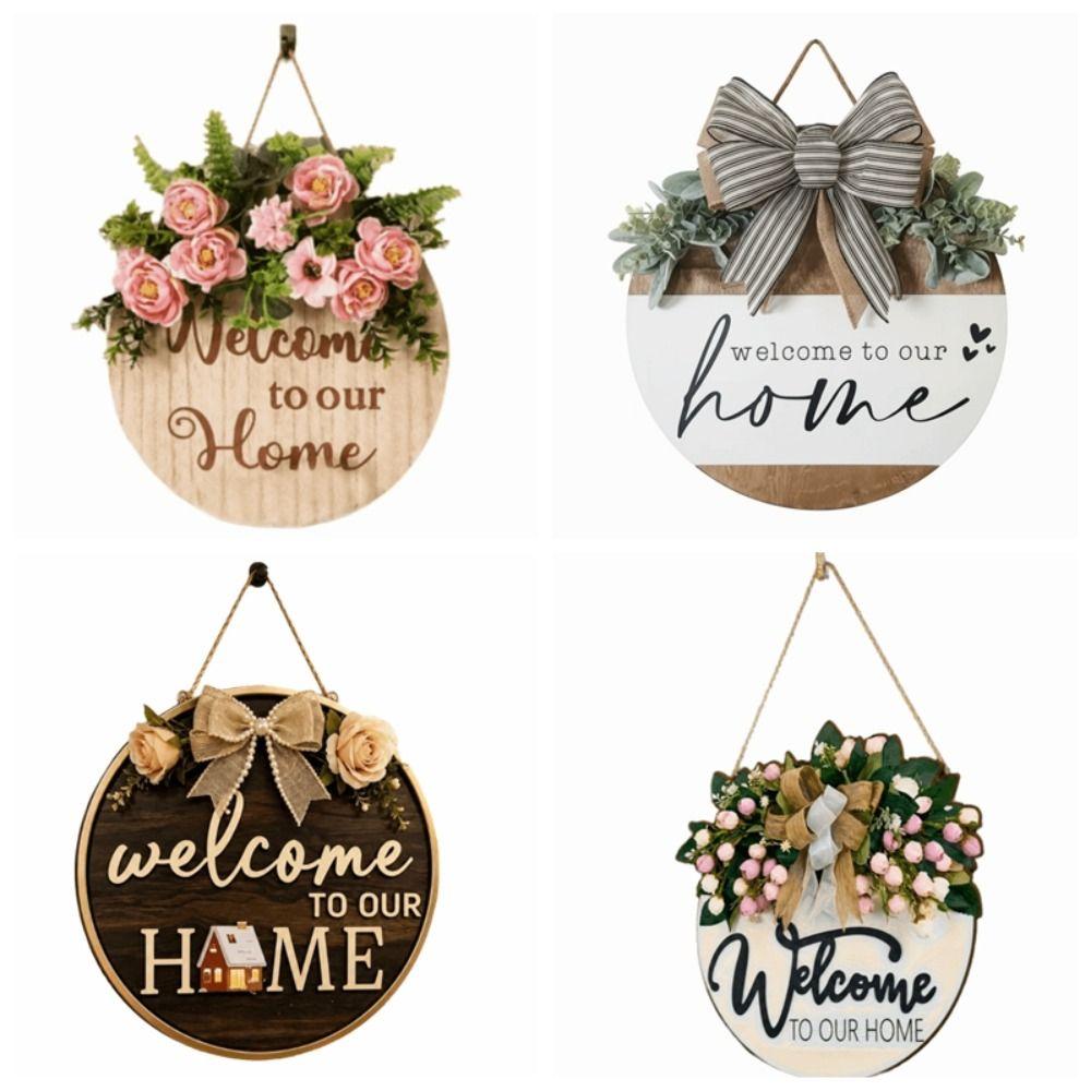 2D Flat Welcome Sign Flower Hanging Decoration Personalized Wall Art Outdoor Decor