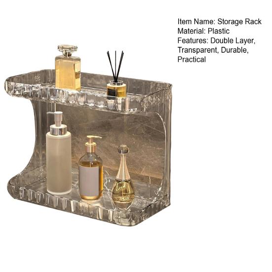 Double Layer Makeup Storage Rack Bathroom Countertop Organizer Large Capacity Perfume Tray Cosmetics Storage Shelf