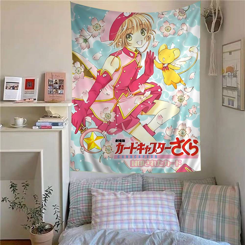 Anime Cardcaptor Sakura Anime Wandteppich Hippie Blume Wandteppiche Schlafsaal Dekor Wandbehang Heimdekoration