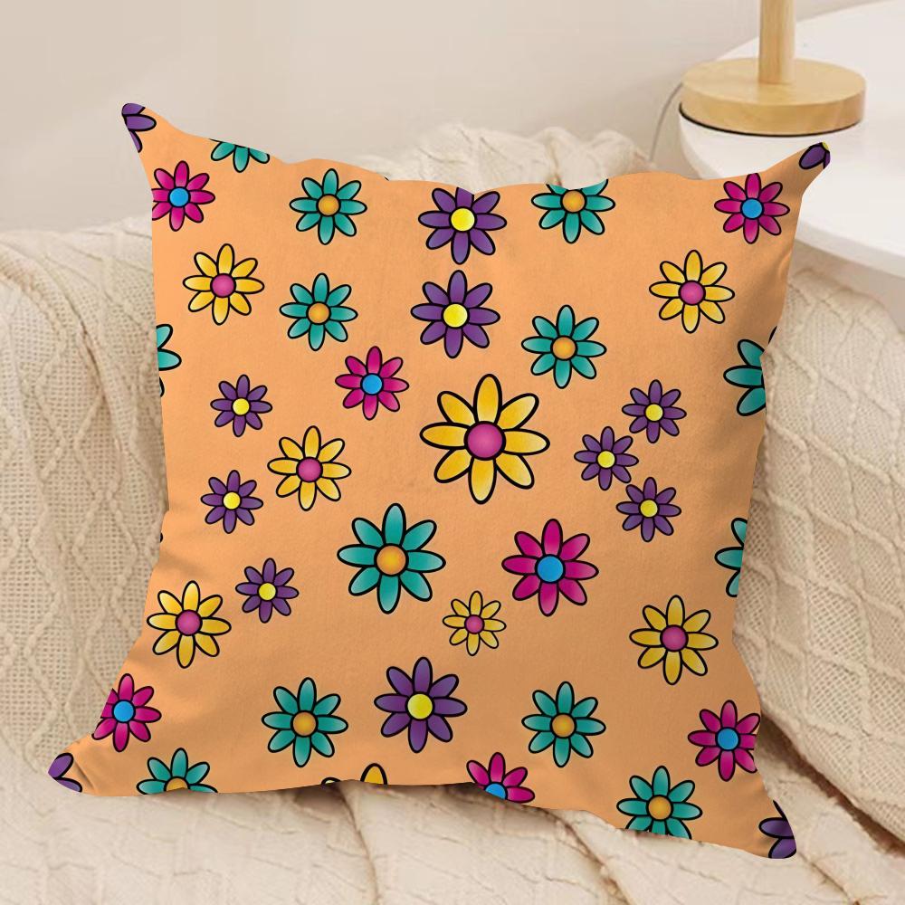 Retro Floral Cushion Cover Short Plush Double-Sided Print Square Throw Pillow Covers Sofa Home Cushion Decor