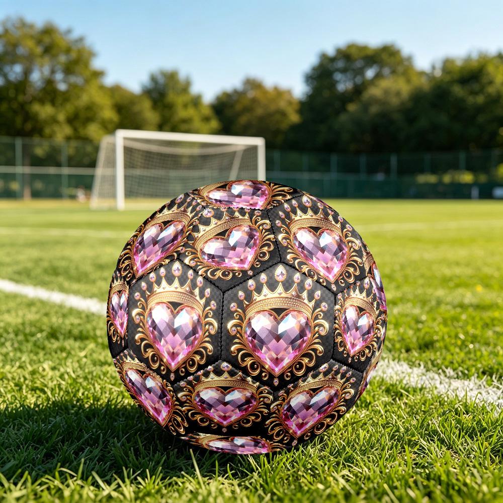 1pc Royal Heart Crown Size 5 Soccer Ball Professional Match Training Football Indoor &Outdoor Sports Ball Lightweight Durable m6512