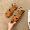 Fashion Women Summer Fashion Sandals Hollow Low Heel Sandals Solid Color Baotou Casual Flat Bottom Versatile Beach Shoes for Women