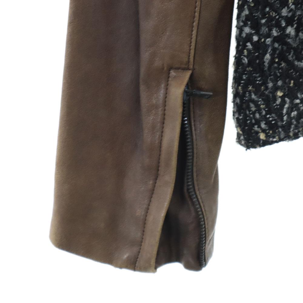 Gap Veste motard Tweed cuir de mouton contrasté XXS Marron etc EDITION Femme Occasion