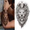 Kryžiaus liūto laikinos tatuiruotės moterims, vyrams, vaikams, suaugusiems, juodos gyvatės dievo tatuiruotės, tikroviškos netikros piktojo demono 3D gėlių tatuiruotės lipdukas