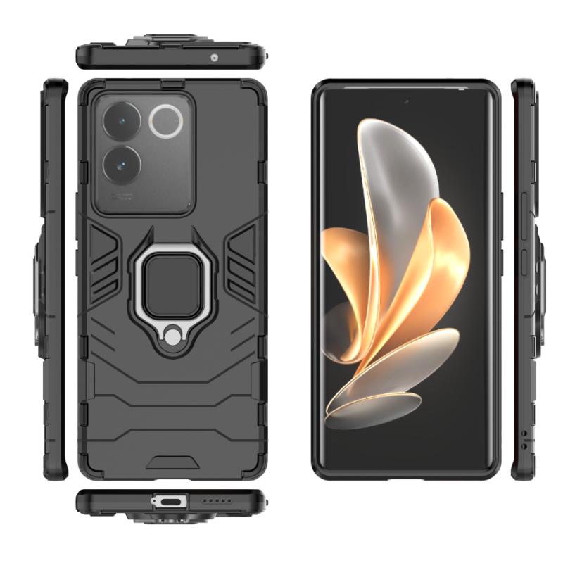 Für VIVO iQOO Z7S Z7 Pro 5G Rückseite Handyhülle Stoßfest Panzer Anti-Fall Metallringhalter Magnetischer Schutz Funda Coque