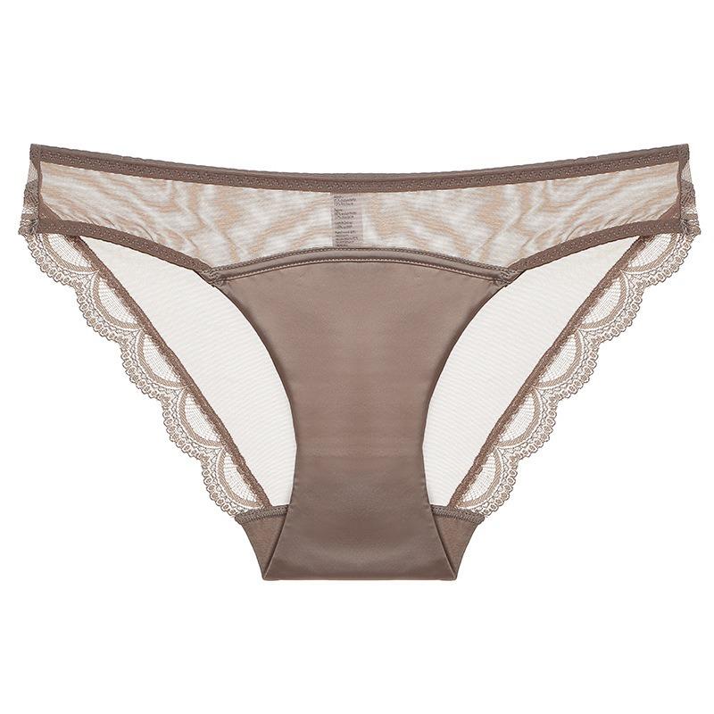 Women Sexy French Lace Ultra Thin Low Waist Briefs Breathable Cotton Crotch Underwear