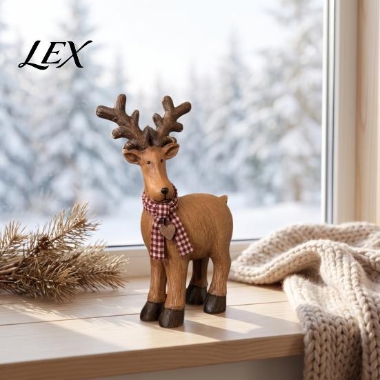 Small Wildlife Sculptures for Shelves Rustic Elk Ornament, Handcrafted Resin Deer Figurine, Decorative Pastoral Home Accents Mantels Sculpture
