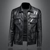 Spring and Autumn New Men's Lapel Motorcycle Leather Jacket Slim Trend Men's Leather Jacket 7065