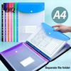 Department File Folder 3Pcs 11 Hole A4 with Snap Button, Colorful Document Organizer, Protector Pouch Horizontal & Vertical Transparent Label
