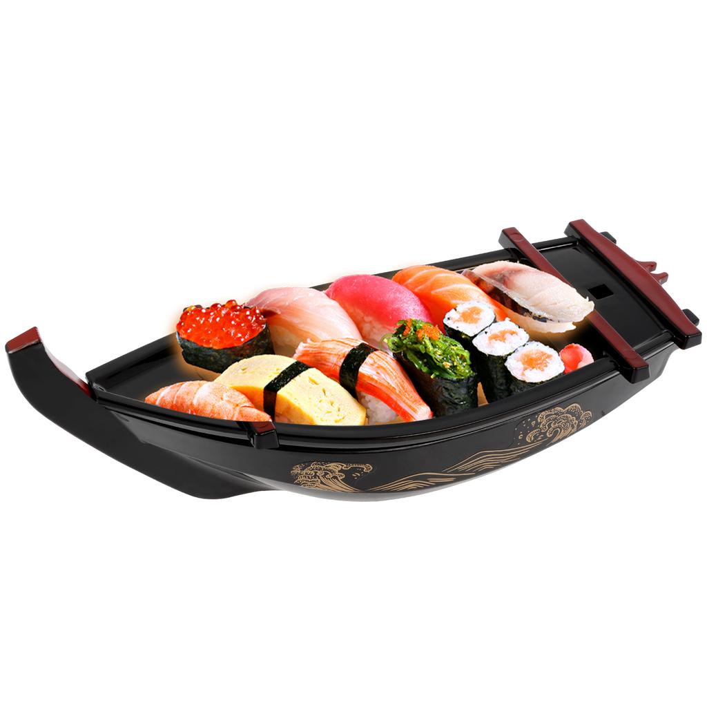 Sushi Serving Tray Reusable Plastic Sushi Boat Serving Plate Japanese Style Sushi Tray Decorative for Home Kitchen Restaurant