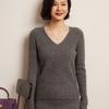 2026 Women's Cashmere V-Neck Slim Fit Sweater - Autumn/Winter, Soft Vertical Stripe Knit, Long Sleeve