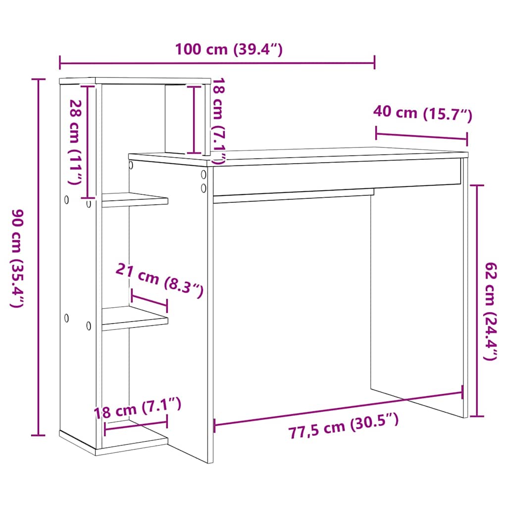 Desk in Sonoma Oak Finish 100 x 40 x 90 cm Particleboard