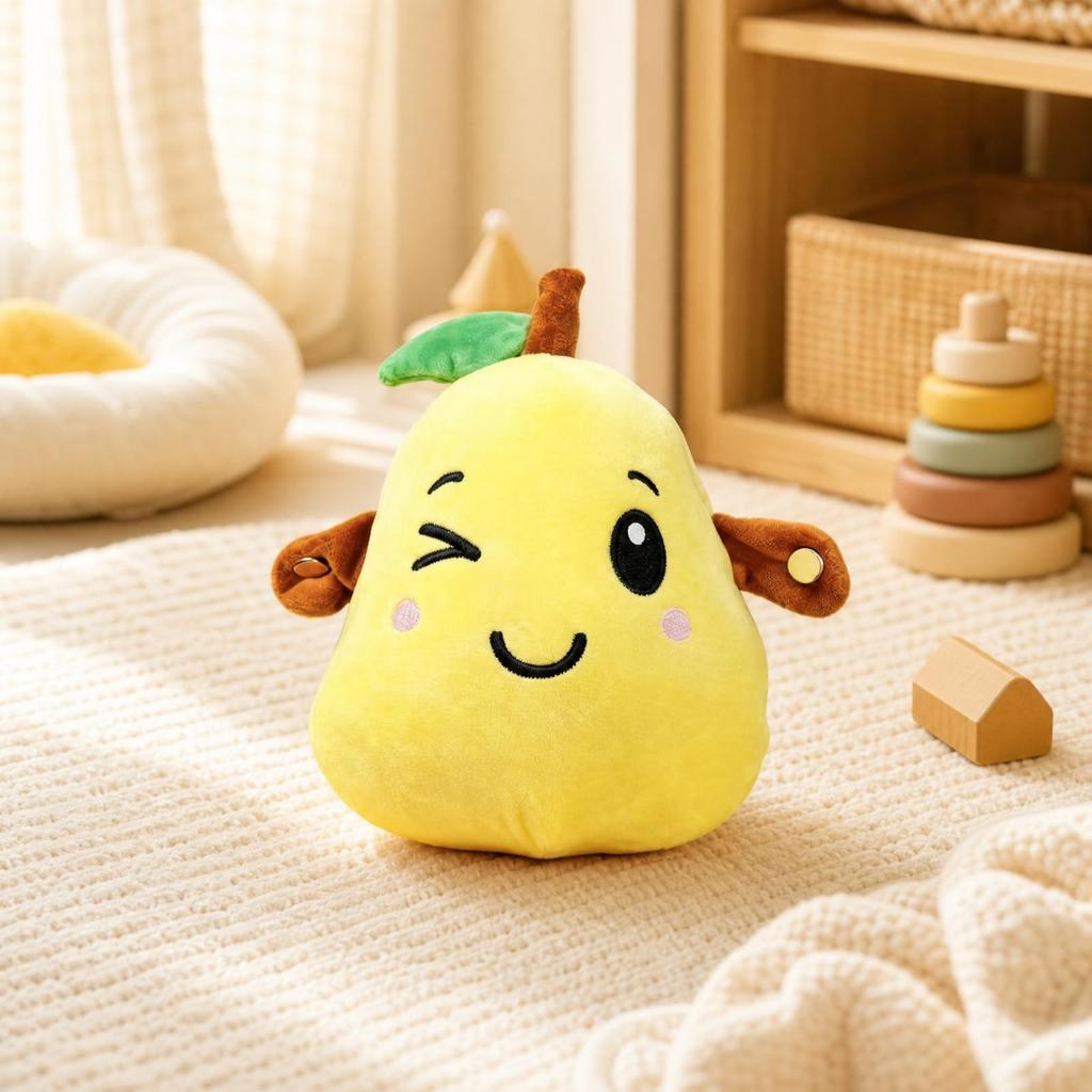Touch-Sensing Stuffed Toy Soft Battery-Powered Pear Cuddly for Playtime