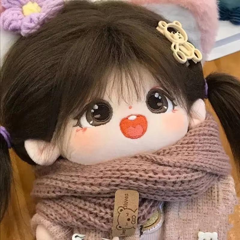 Kawaii Smiling Girl Cotton Doll Plushies Toys 20cm Normal Baby Dress Up Stuffed Customization Figure Toys Xmas Collection Gift