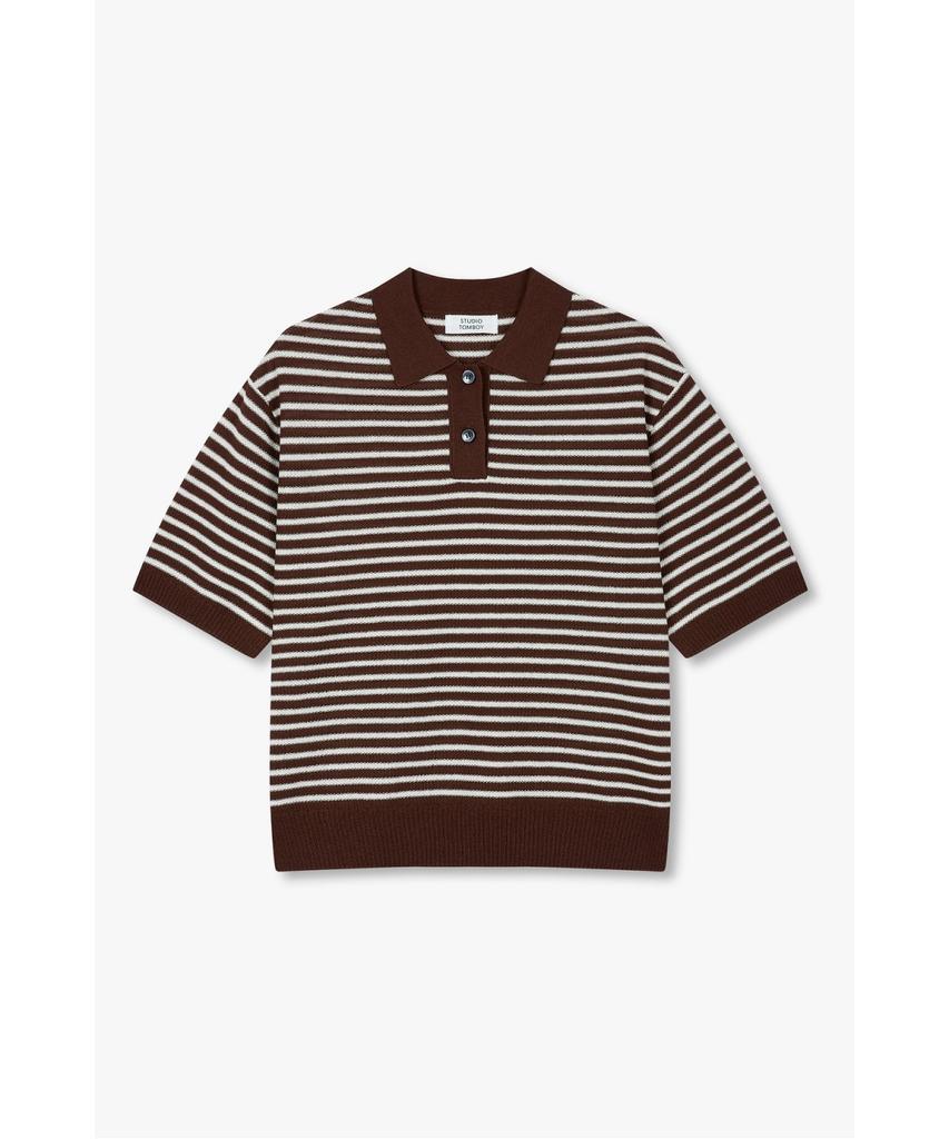 STUDIO TOMBOY Striped Collar Pullover _Brown_9176352971