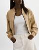 Women Cream Handmade Soft Leather Jacket Bomber Cropped Genuine Lambskin Biker