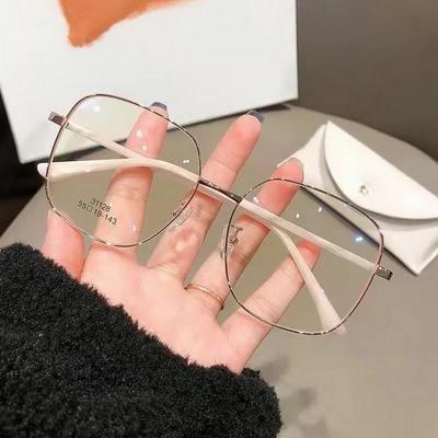 Mode Retro Blaulichtfilterbrille Großes Quadrat Metallrahmen für Damen Herren Computer Gaming Augenschutz Elegante Brille