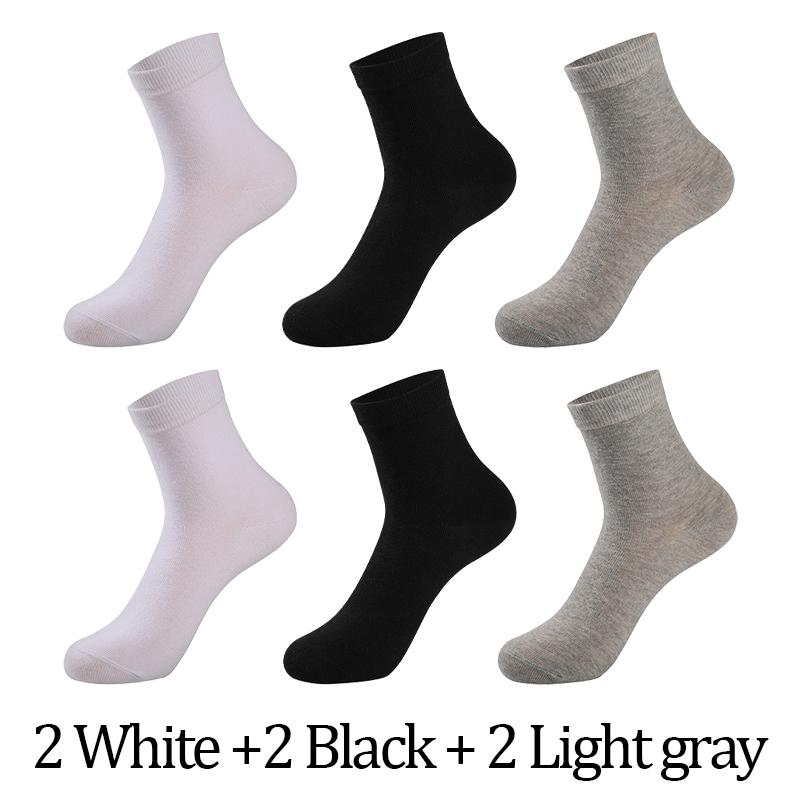 6 Pairs Men's Socks Black White Gray Business Men Tube Socks Soft Breathable Spring Summer for Male Socks Plus Size
