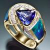 Women'S Blue Cubic Zirconia Vintage Ring European American Style Fashion Accessory For Anniversary Cocktail Party