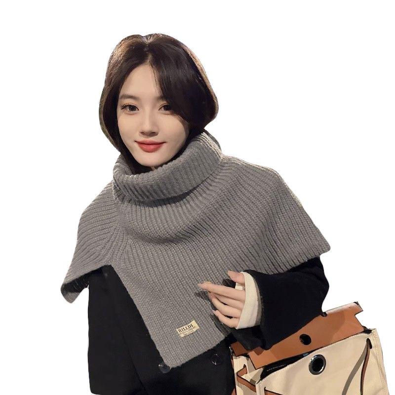 New Pullover Knitted Warm Shawl High Neck Split Wool Scarf Autumn and Winter