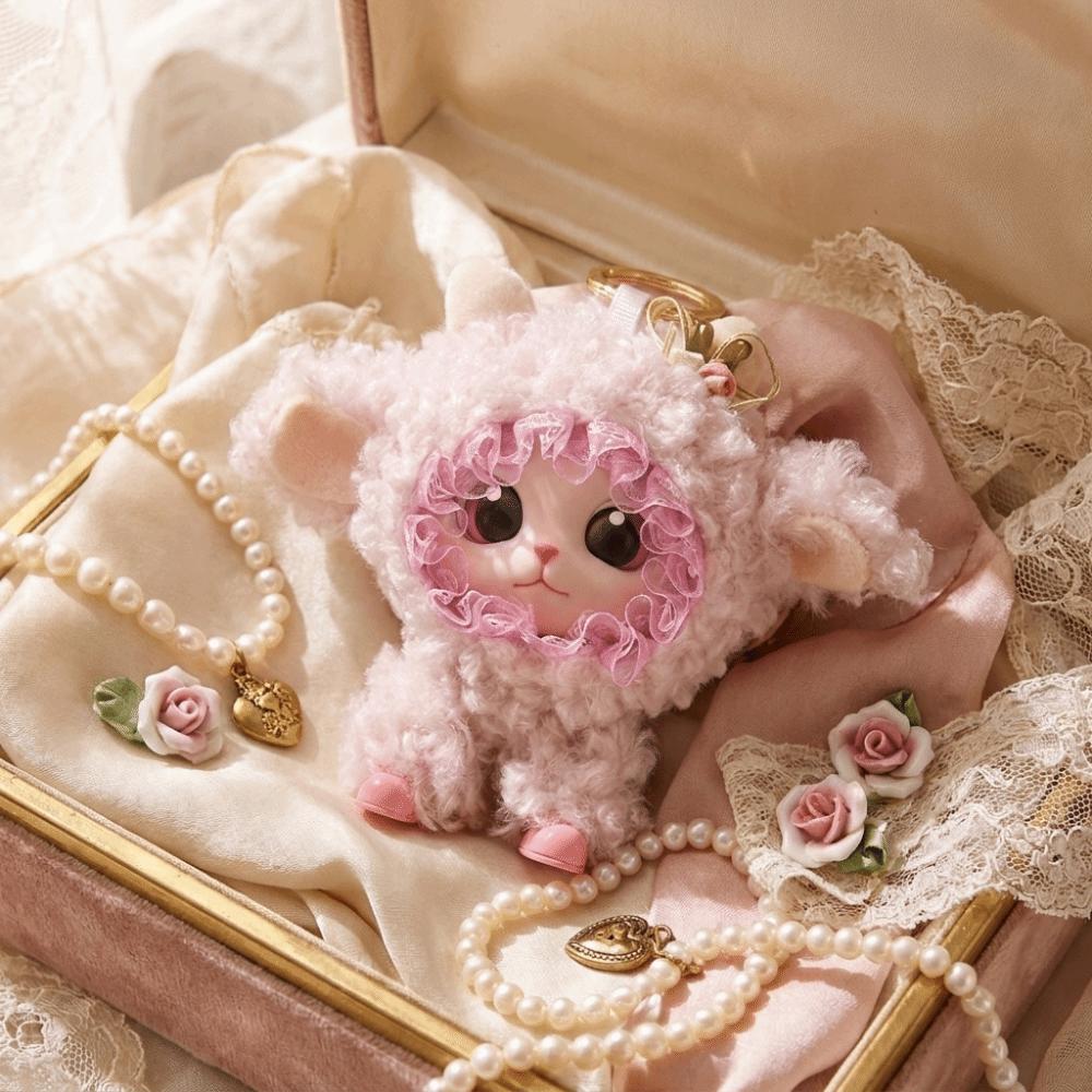 Layered Design Plush Lamb Keychain Soft Plush Mini Plush Pendant Vinyl Doll Keychain  Holiday Gift
