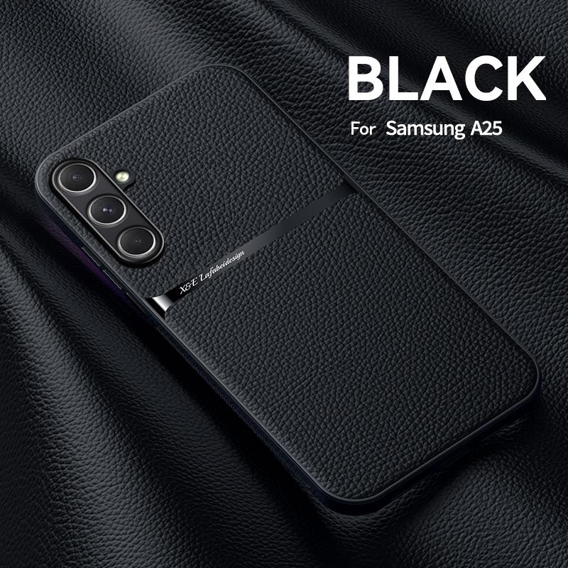 For Samsung Galaxy A25 5G Case Luxury Leather Shockproof Soft Phone Case For Samsung A25 25A A 25 Car Magnetic Holder Back Cover