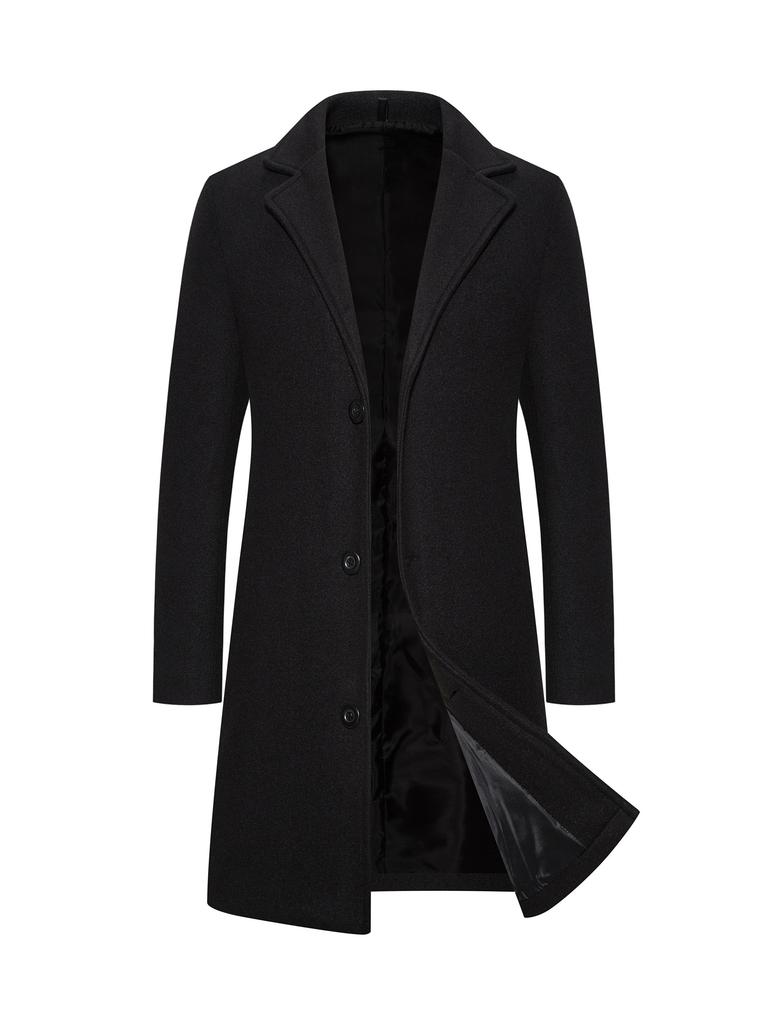 Printemps Automne Nouveau Long Manteau En Coton Nouvelle Laine Mélangée Couleur Pure Décontracté Affaires Mode Vêtements Pour Hommes Slim Coupe-Vent Veste
