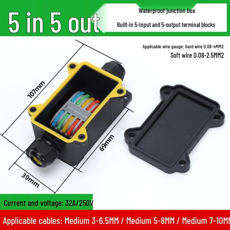 Waterproof IP68 Terminal Junction Box for Outdoor Use, Submersible and Rainproof, Ideal for Street Lights.