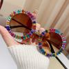 Lunettes de soleil Strass INS Mode Rondes Lunettes pour Femmes Protection UV400 Confortables à Porter Monture Rétro Lunetterie Selfie