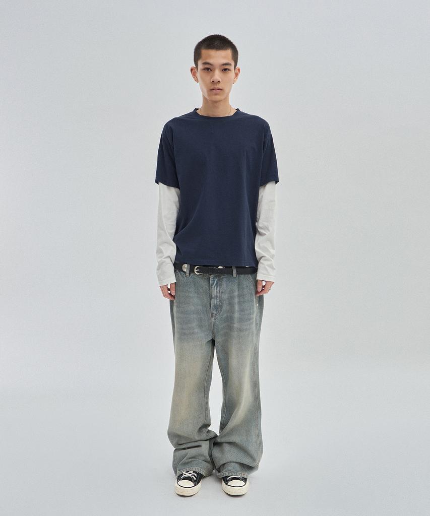 SUADE Color Layered Long Sleeve [Navy]