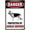 Attention au Chien Avertissement Plaque Métallique Berger Panneaux Métalliques Affiche Noir et Blanc pour Clôture Ferme Maison Extérieure Allemande