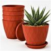 6.3 Inch Flower Pots for Home Decoration, Indoor Plant, Gardening, Plastic Flower Pots for Garden Plants (Crimson) (Set of 5 POTS)