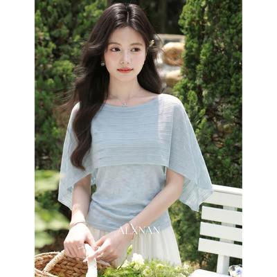 Women's Faux Two-Piece Sun Protection Knit Top