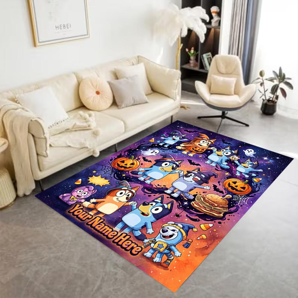 Pumpkin Friends Halloween Customized Name Floor Mat Design for Hallway Outdoor Game Room Study Room Antislip Carpet Office Home Decor