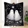 "Ghostly Night Garden Wall Art Print"Blanket Flannel Throw Blanket for Sofa, Bed, Travel, Camping, Office, Couch, Chair, And Bed Gift for Ch