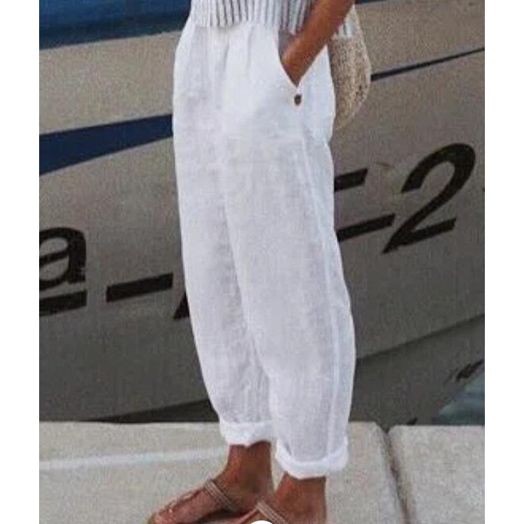 IHUASU Commuter Cotton and Linen Straight Leg Pocket Casual Pants