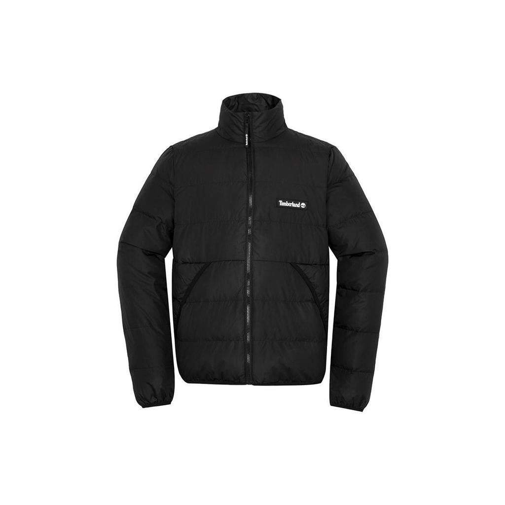 Timberland Solid Color Casual Printed Stand Collar Down Jacket Winter Men Jacket Black A5Z21-001