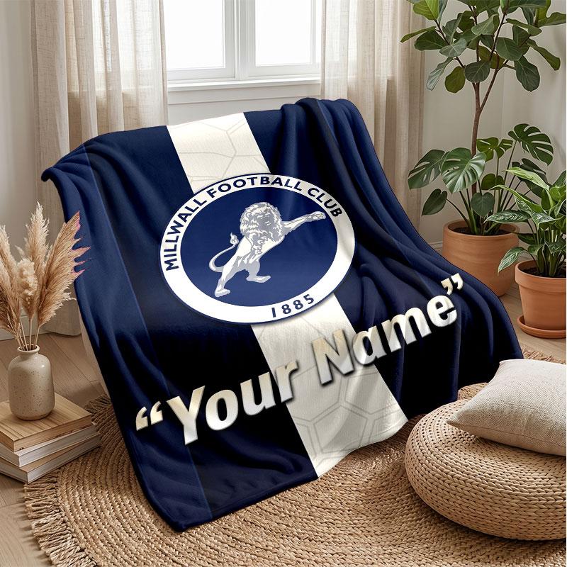 Millwall Texte Nom Personnalisé Couverture Flanelle Logo Football Couverture Polaire Personnalisée Cadeau Spécial Pour Canapé Chambre Maison