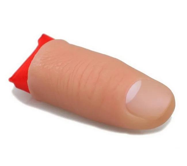 Magic Trick Props Close Up Vanish Appearing Plastic Finger Thumb Tip + Red Silk Stage Show Prop Rubber Prank Toy Tool Novel Present