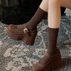 French Platform Mary Jane Shoes for Women's 2025 Spring New Small Single Shoes with Heightened Wedges, Not Tired of High Heels