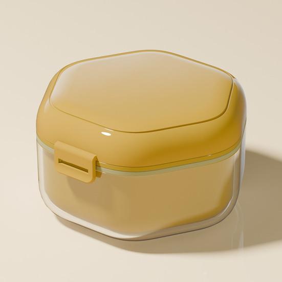 Double Layers Retainer Case Portable Soaking Denture Bath Box with Strainer Basket Invisible Brace Mouth Guard Dental Aligner Container Holder