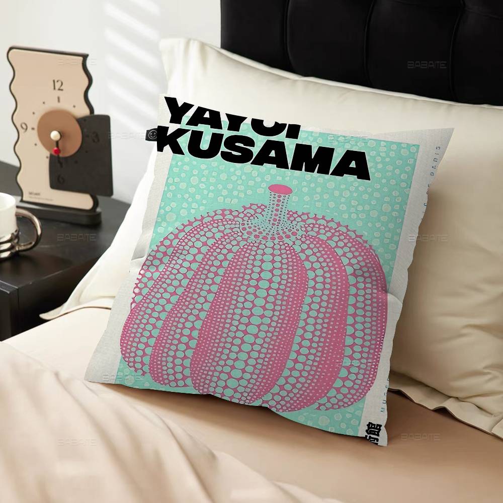 Yayoi Kusama Art Exhibition Pumpkin Flower Pillow Cushion Cover Pillowcase Living Room Sofa Home Decor Customized