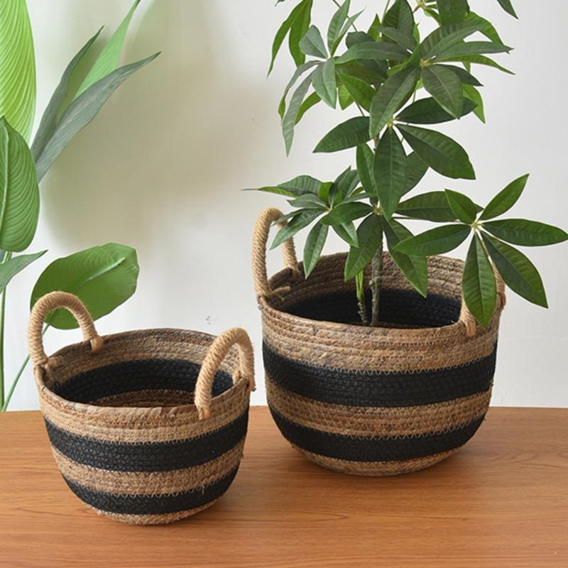 User Friendly Banana Rope Plant Basket with Handles for Indoor and Outdoor Use Decorative Flower Pots Cover Organizer