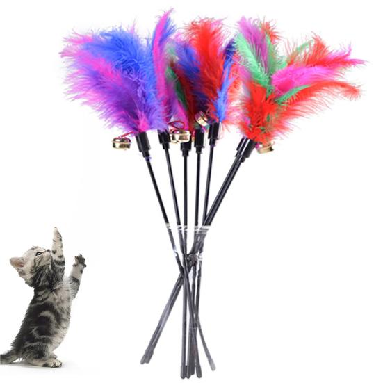 Grappig Huisdier Kitten Katten Bel Veer Stok Plager Speelstok Plastic Stok Trainingsspeelgoed voor Thuis