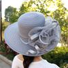 Spring And Summer Mesh Sun Hat Eugen Yarn Flower Temperament Wedding Hat Sun Protection Dome Big Eaves Hat Fashion Hat Women