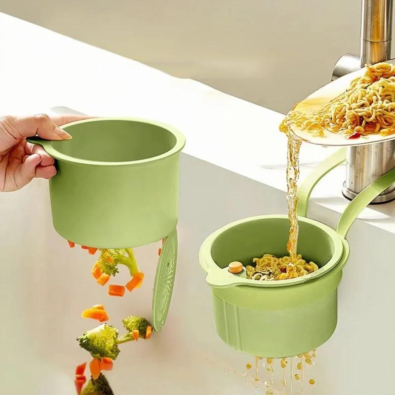 Hot Creative Sink Hanging Strainer Basket Openable Bottom Cover Quickly Drain Kitchen Garbage Filter Multifunctional Detachable
