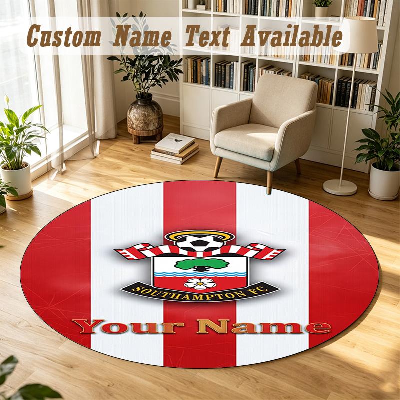 Round Rug Custom NameSouthampton FC Pattern Non Slip Carpet Home Floor Decor
