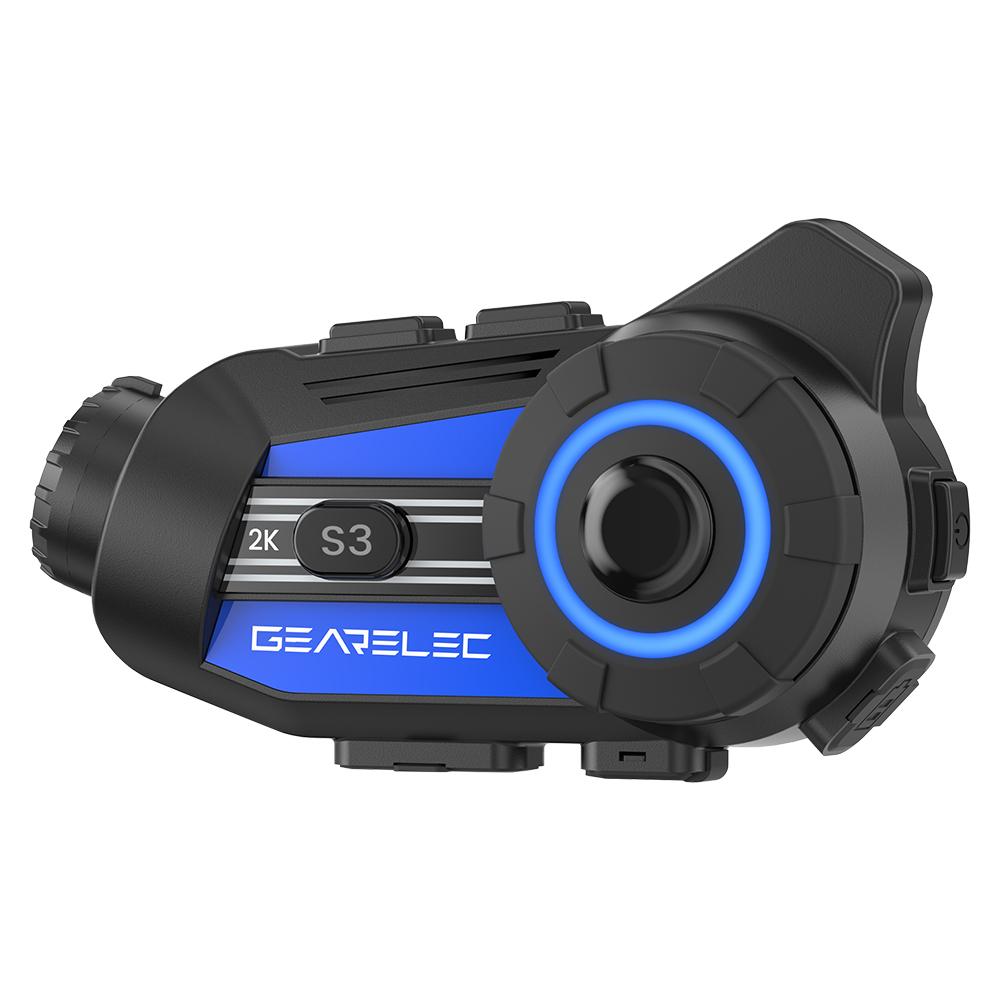 Interfono Bluetooth 5.1 per casco da moto con telecamera HD 2K, radio FM, ricarica rapida USB C da 10 W, 6 motociclisti, 1500 m