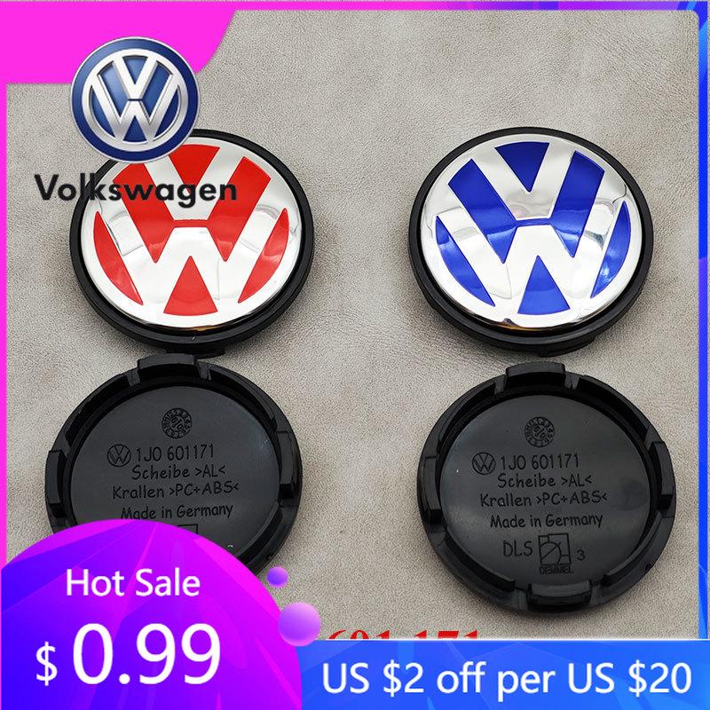 2026 Hot Emblems For VW Volkswagen Jetta MK5 Golf 4pcs 56mm Bule Red Car Wheel Center Caps Rim Hub Caps For VW Volkswagen Golf CWX1